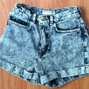 Acid wash high waist shorts